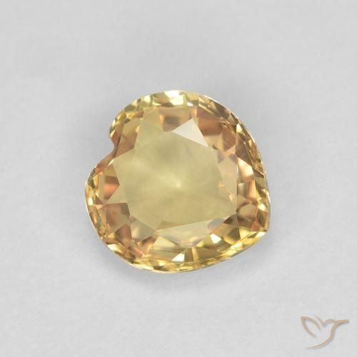 0.43 ct Golden Sapphire Stone, Natural Sapphire in Heart Facet Shape for Sale