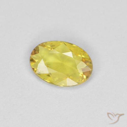 0.33 ct Yellow Sapphire Stone, Natural Sapphire in Oval Facet Shape for Sale