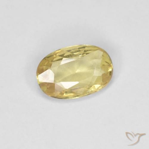 0.49 ct Yellow Sapphire Stone, Natural Sapphire in Oval Facet Shape for Sale