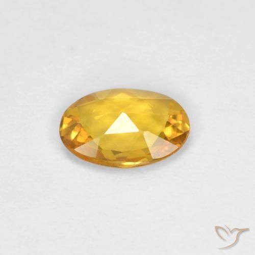 Sapphire Gemstone in 5.6 x 4.1 mm Size for Sale, Sapphire Stone in Deep Golden Orange Color