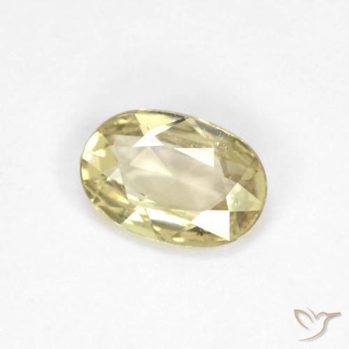 0.48 ct Yellow Sapphire Stone, Natural Sapphire in Oval Facet Shape for Sale