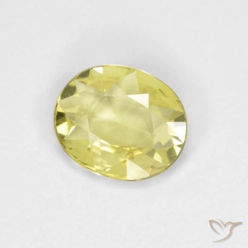 0.57 ct Yellow Sapphire Stone, Natural Sapphire in Oval Facet Shape for Sale