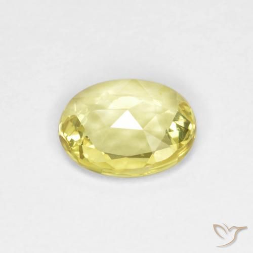 Sapphire Gemstone in 6.1 x 5.1 mm Size for Sale, Sapphire Stone in Light Yellow Color