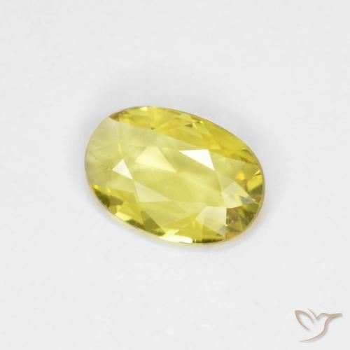 0.37 ct Yellow Sapphire Stone, Natural Sapphire in Oval Facet Shape for Sale