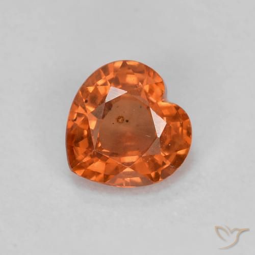 0.43 ct Orange Sapphire, 4.6 x 4.5 mm Heart Cut From Tanzania, Photo A