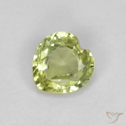 0.39 ct Green Sapphire, 4.5 x 4.4 mm Heart Cut From Tanzania, Photo A