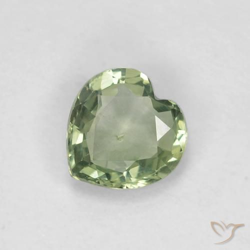 0.4 ct Green Sapphire, 4.6 x 4.5 mm Heart Cut From Tanzania, Photo A
