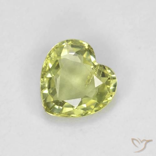 0.44ct Natural Yellow Green Sapphire, Heart, VS