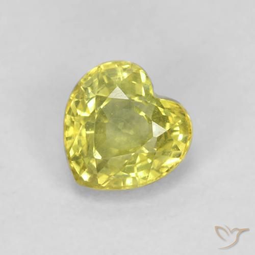 0.57 ct Yellow Sapphire, 4.6 x 4.6 mm Heart Cut From Tanzania, Photo A