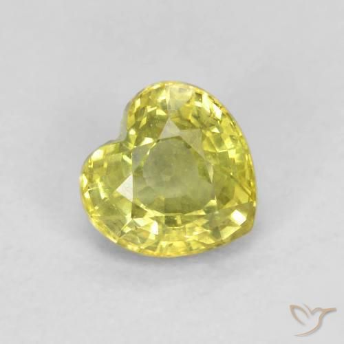 0.57 ct Yellow Sapphire Stone, Natural Sapphire in Heart Facet Shape for Sale