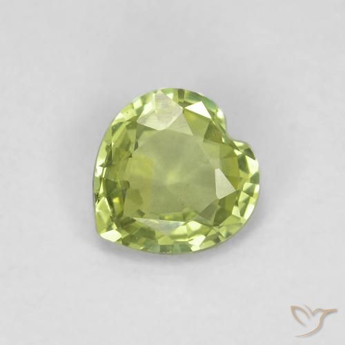 0.37 ct Green Sapphire, 4.6 x 4.4 mm Heart Cut From Tanzania, Photo A