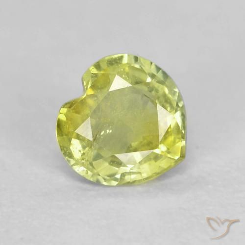 0.41 ct Green Sapphire Stone, Natural Sapphire in Heart Facet Shape for Sale