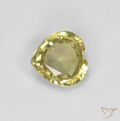 0.42 ct Yellow Sapphire, 4.6 x 4.5 mm Heart Cut From Tanzania, Photo A