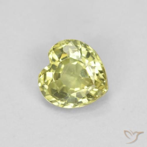 0.46 ct Yellow Sapphire Stone, Natural Sapphire in Heart Facet Shape for Sale
