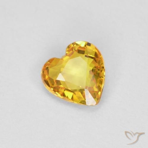 0.34 ct Yellow Sapphire, 4.4 x 4.3 mm Heart Cut From Tanzania, Photo A