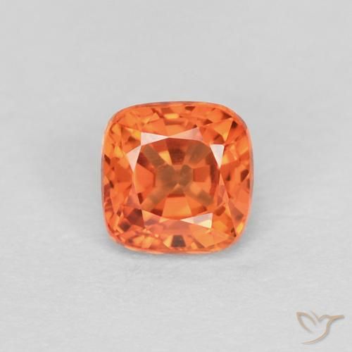 0.39ct Natural Fire Orange Sapphire, Cushion, VVS-VS