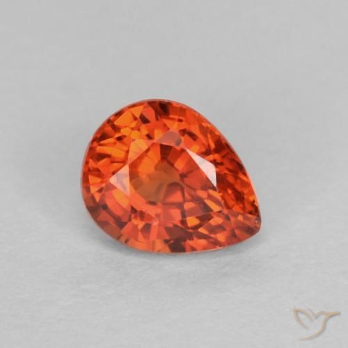 0.43ct Natural Warm Orange Sapphire, Pear Shape, VVS-VS