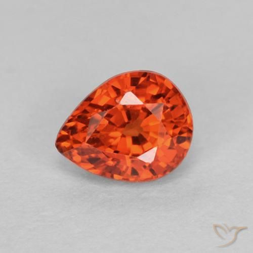 0.43 ct Orange Sapphire Stone, Natural Sapphire in Pear Facet Shape for Sale