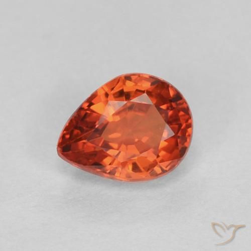 0.42ct Natural Amber Orange Sapphire, Pear Shape, VVS-VS