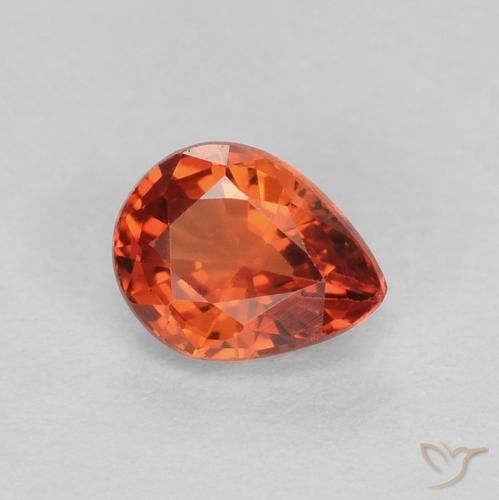 0.42 ct Orange Sapphire Stone, Natural Sapphire in Pear Facet Shape for Sale