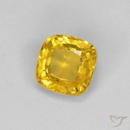 0.56 ct Golden Sapphire Stone, Natural Sapphire in Cushion-Cut Shape for Sale