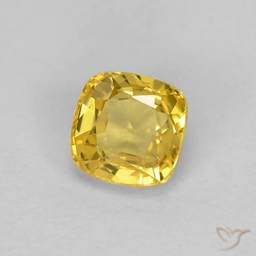 0.54 ct Golden Sapphire Stone, Natural Sapphire in Cushion-Cut Shape for Sale