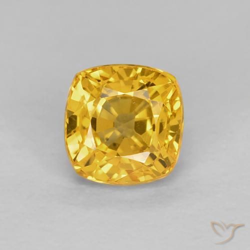 0.68ct Natural Golden Sapphire, Cushion, VVS-VS