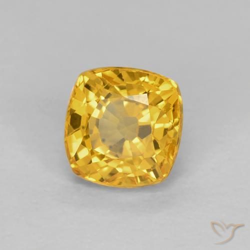 0.68 ct Golden Sapphire Stone, Natural Sapphire in Cushion-Cut Shape for Sale