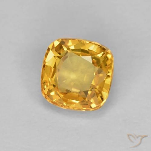 0.68 ct Golden Sapphire Stone, Natural Sapphire in Cushion-Cut Shape for Sale