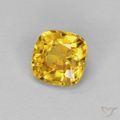 0.55 ct Golden Sapphire Stone, Natural Sapphire in Cushion-Cut Shape for Sale