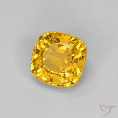 0.56 ct Golden Sapphire Stone, Natural Sapphire in Cushion-Cut Shape for Sale