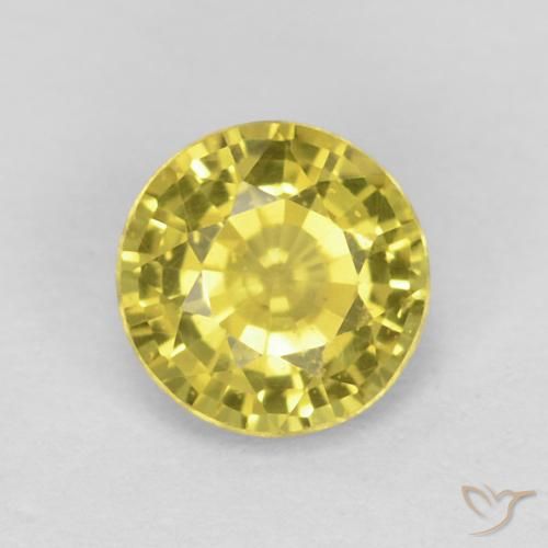 Zafiro amarillo suelto de 0,48 quilates, talla redonda de 4,6 mm, procedente de Tanzania, Photo A