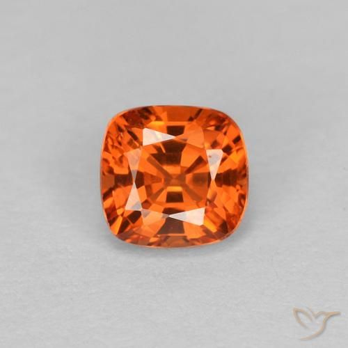 0.37 ct Loose Orange Sapphire, 3.9 x 3.7 mm Cushion Cut From Tanzania, Photo A
