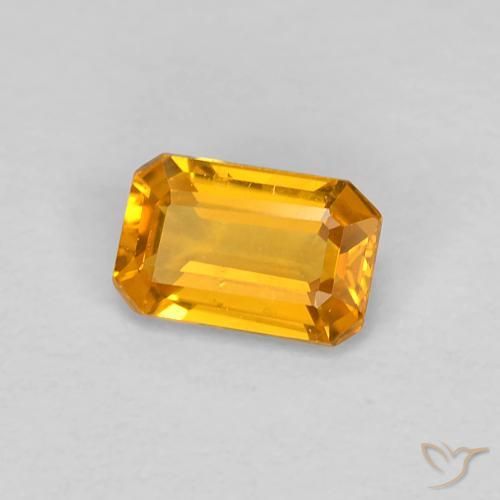 0.46 ct Golden Sapphire Stone, Natural Sapphire in Octagon Step Cut Shape for Sale