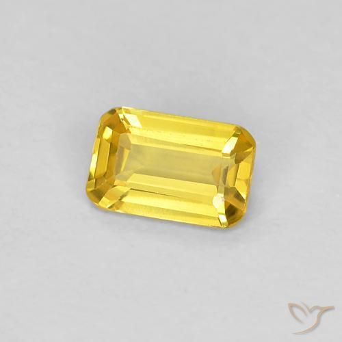 0.34 ct Yellow Sapphire Stone, Natural Sapphire in Octagon Step Cut Shape for Sale
