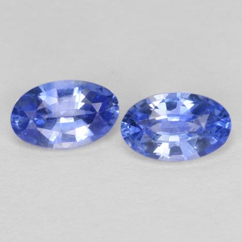 サイズ5,1 x 3,2 mm、重量0,59ct合計/平均の2pcマッチングオーバルサファイア 各0,3カラット、VS透明度のブルー、天然のジェムストーン、モース硬度9 デイリーウェアジュエリーに適しています, 9月の誕生石, Photo A