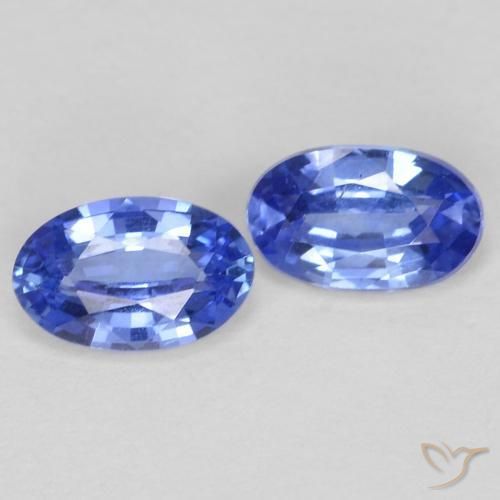 0.55 ctw Blue Sapphire Stones, Natural Sapphire in Oval Facet Shape for Sale