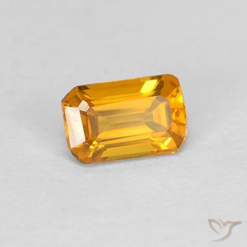 0.37 ct Golden Sapphire Stone, Natural Sapphire in Octagon Step Cut Shape for Sale