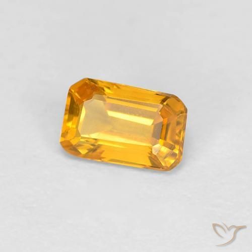 0.39 ct Golden Sapphire Stone, Natural Sapphire in Octagon Step Cut Shape for Sale