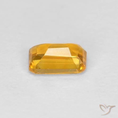 Sapphire Gemstone in 5 x 3.2 mm Size for Sale, Sapphire Stone in Deep Golden Orange Color