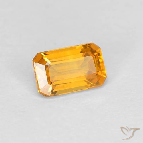 0.38 ct Golden Sapphire Stone, Natural Sapphire in Octagon Step Cut Shape for Sale
