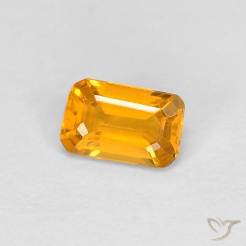 0.38 ct Golden Sapphire Stone, Natural Sapphire in Octagon Step Cut Shape for Sale