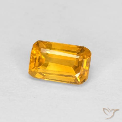 0.42 ct Golden Sapphire Stone, Natural Sapphire in Octagon Step Cut Shape for Sale