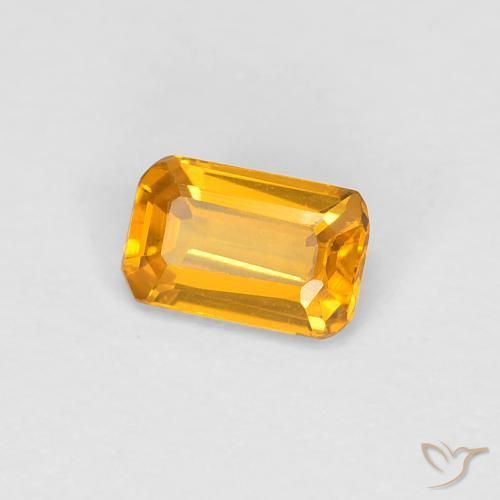 0.36 ct Golden Sapphire Stone, Natural Sapphire in Octagon Step Cut Shape for Sale