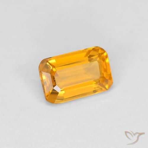 0.38 ct Golden Sapphire Stone, Natural Sapphire in Octagon Step Cut Shape for Sale