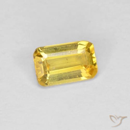 0.34 ct Yellow Sapphire Stone, Natural Sapphire in Octagon Step Cut Shape for Sale