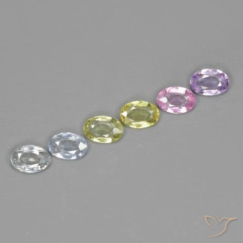 2.64 ctw Multicolor Sapphire Gemstones, Sapphire Gems in Oval Facet Shape for Sale.