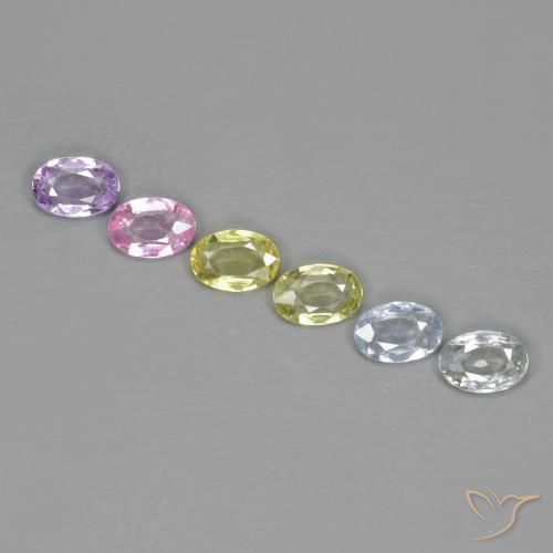 2.64 ctw Multicolor Sapphire Stones, Natural Sapphire in Oval Facet Shape for Sale
