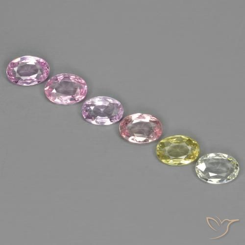 2.50 ctw Multicolor Sapphire Stones, Natural Sapphire in Oval Facet Shape for Sale