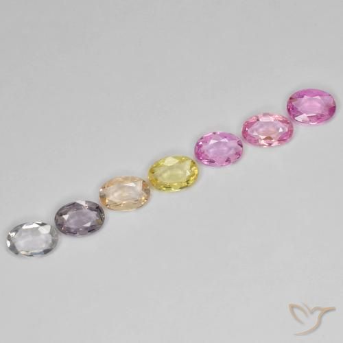 2.60 ctw Multicolor Sapphire Gemstones, Sapphire Gems in Oval Facet Shape for Sale.